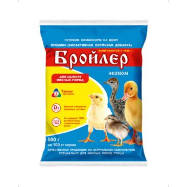 500гр Кормовая добавка Премикс Бройлер Эконом для цыплят мясных пород