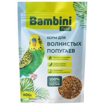 800гр Корм Bambini Pets для волнистых попугайчиков