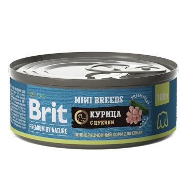 Консервы Brit Premium by Nature для собак мелких пород, курица и цукини 100гр