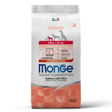 2,5кг Корм Monge Mini Puppy & Junior Monoprotein для щенков мелких пород с Лососем и рисом