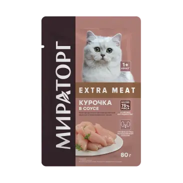 80гр Влажный корм Мираторг Extra Meat для стерилизованных кошек, соус с Курочкой