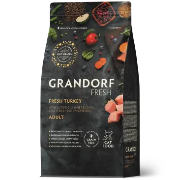 2кг Корм GRANDORF CAT Fresh Turkey&Sweet Potato Adult Sterilised беззерновой гипоаллергенный для взрослых стерилизованных кошек, Индейка с Батато