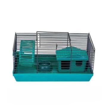 Клетка для грызунов "Eco" мини (домик,миска,колесо), бирюзовая 27*15*13см