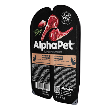 80гр Корм влажный AlphaPet для стерилизованных кошек, Ягненок и Сердце мясные кусочки в желе