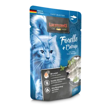 85гр Влажный корм Leonardo Trout + Catnip для взрослых кошек Форель и кошачья Мята
