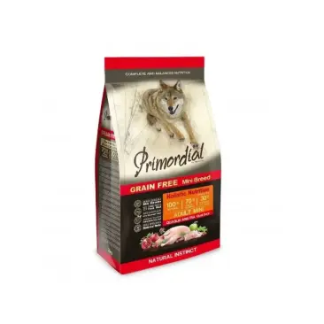 6кг Корм Primordial Holistic Grain-Free Dog Adult Mini Quail & Duck для взрослых собак мелких пород с Перепёлкой и уткой