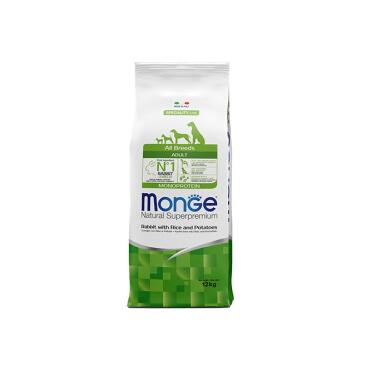 12кг Корм Monge Dog SP Monoprotein Adult Rabbit/Rice для взрослых собак всех пород с Кроликом и рисом