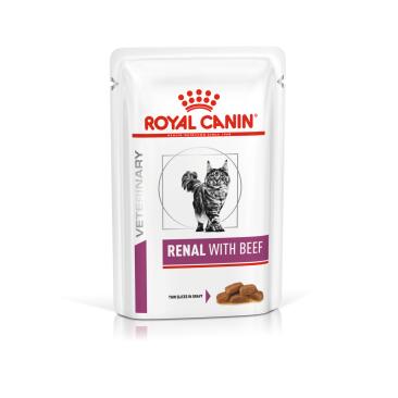 85гр Влажный корм ROYAL CANIN Renal Feline Beef диета для взрослых кошек при почечной недостаточности, с Говядиной в соусе
