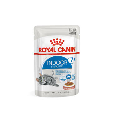 85гр Влажный корм ROYAL CANIN INDOOR STERILISED +7 in GRAVY для взрослых домашних стерилизованных кошек старше 7 лет, в соусе (пауч)