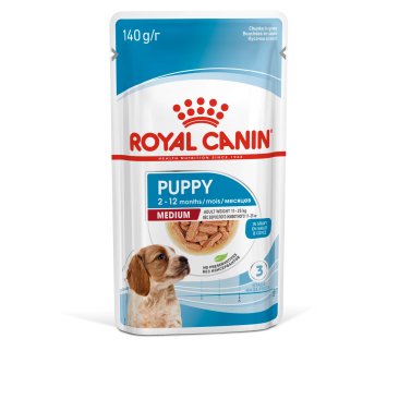 140гр Влажный корм ROYAL CANIN Medium Puppy для щенков средних пород до 12 месяцев, в соусе (пауч)