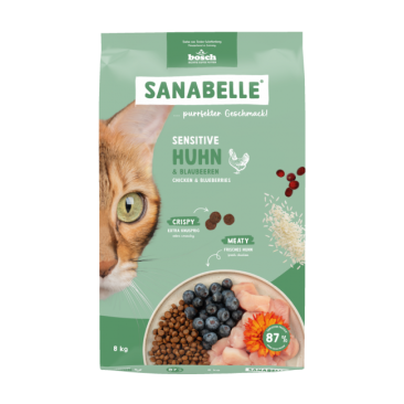 8кг Sanabelle Sensitive with Chicken для кошек с чувствительным пищеварением с Птицей