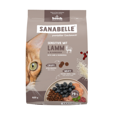 8кг Корм Bosch Sanabelle Sensitive mit Lamm & Blaubeeren Life для взрослых кошек с мясом Ягненка