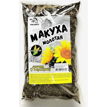 Жмых подсолнечника Три кита макуха молотая Кукуруза, 500гр