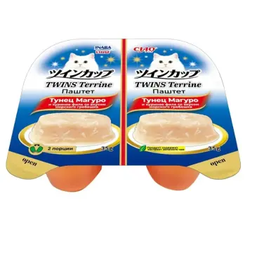 35гр*2шт Паштет INABA CIAO TWINS Terrine для кошек с Тунцом, курицей и морским гребешком