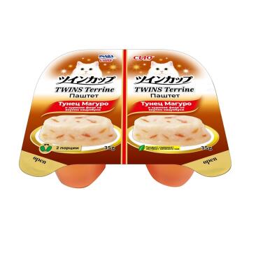 35гр*2шт Паштет INABA CIAO TWINS Terrine для кошек с Тунцом, курицей и кацуобуси