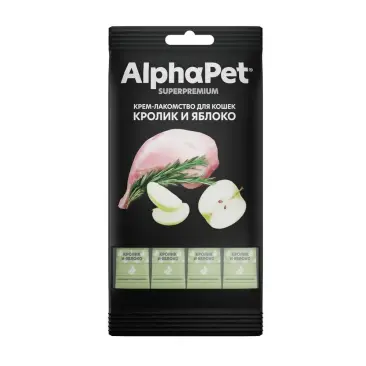 48гр Крем-лакомство AlphaPet Superpremium для кошек с Кроликом и яблоком
