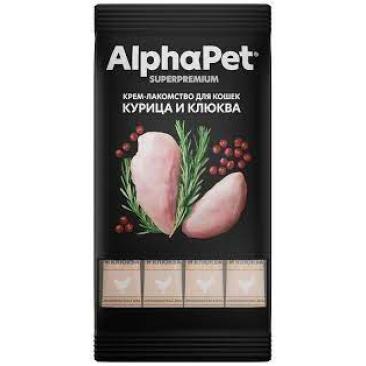 48гр Крем-лакомство AlphaPet Superpremium для кошек с Курицей и клюквой