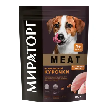 0,5кг Корм Мираторг Meat для взрослых собак мелких пород с ароматной Курочкой