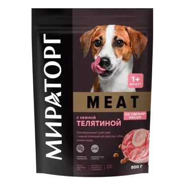 0,5кг Корм Мираторг Meat для взрослых собак мелких пород с нежной Телятиной