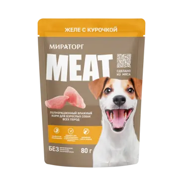 80гр Влажный корм Мираторг Meat для взрослых собак всех пород, желе с Курочкой