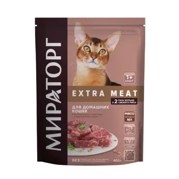 0,4кг Корм Мираторг Extra Meat Black Angus для домашних кошек старше 1 года с Говядиной