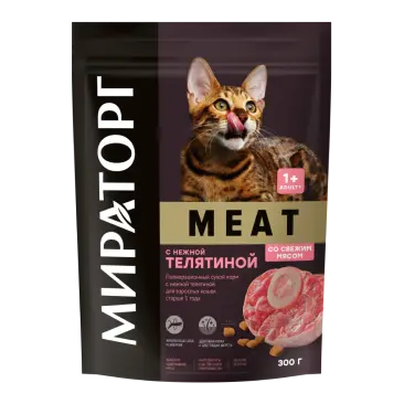 0,3кг Корм Мираторг Meat для взрослых кошек старше 1 года с нежной Телятиной