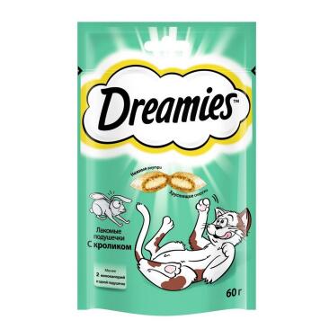 60гр Лакомство Dreamies для взрослых кошек с Кроликом