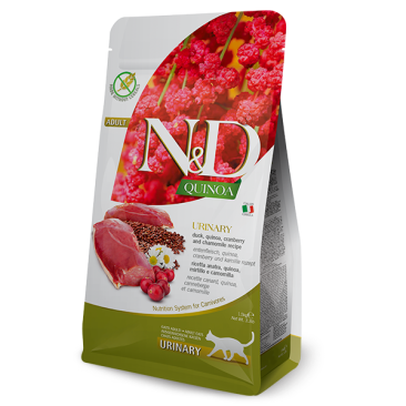 1,5кг Корм Farmina N&D Quinoa Cat Grain Free Urinary Duck беззерновой для взрослых кошек для профилактики МКБ с Уткой, киноа и клюквой