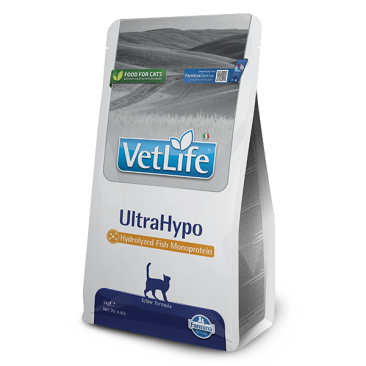 2кг Корм Farmina Vet Life Cat Ultrahypo диета для взрослых кошек с неблаг оприятными реакциями на пищу
