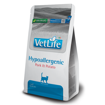 1,5кг Корм Farmina Vet Life Cat Hypoallergenic Pork&Potato диета для кошек для снижения пищевой аллерг ии и/или непереносимости, со Свининой и картофелем