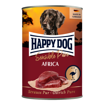 400гр Консервы Happy Dog Sensible Pure Africa для взрослых собак всех пород из мяса Страуса