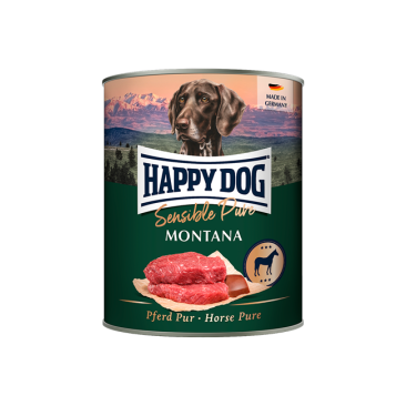 800гр Консервы Happy Dog Sensible Pure Montana полнорационные для взрослых собак всех пород с чувствительным пищеварением с Кониной