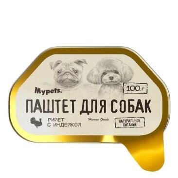 100гр Влажный корм Mypets для собак паштет из Индейки