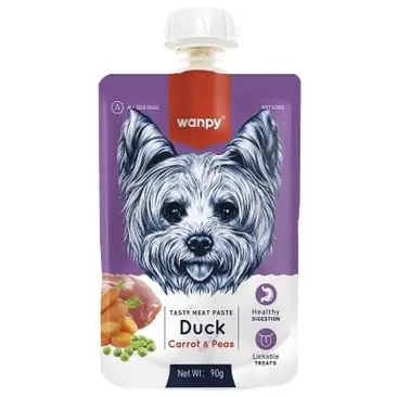 90гр Лакомство WANPY Dog для собак мясной мусс из Утки и моркови с горохом
