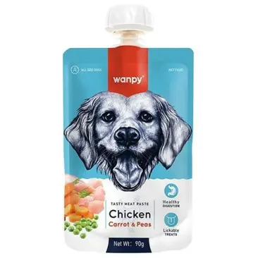 90гр Лакомство WANPY Dog для собак мясной мусс из Курицы и моркови с горохом