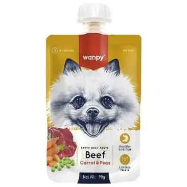 90гр Лакомство WANPY Dog для собак мясной мусс из Говядины и моркови с горохом