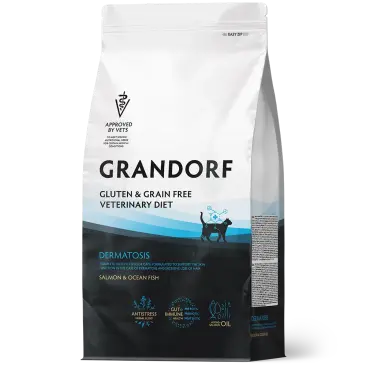2кг Корм GRANDORF VET CAT DERMATOSIS для кошек при дерматозах на основе бескостного Лосося