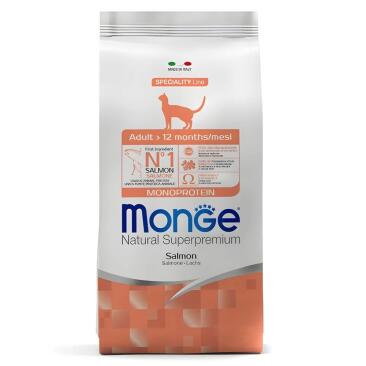 10кг Корм Monge Cat Monoprotein Adult Salmon Монопротеиновый для взрослых кошек с Лососем