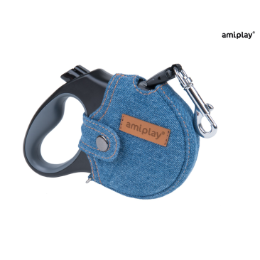 Поводок-рулетка AmiPlay infini в чехле L Голубой, 5м 25kg