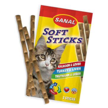 3шт Лакомство SANAL для кошек Палочки домашняя Птица и Печень