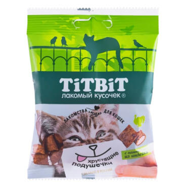 30гр Хрустящие подушечки TitBit для кошек с паштетом из Индейки