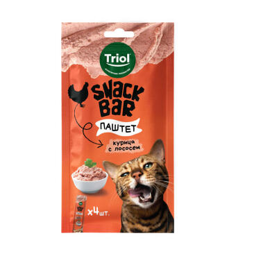 40гр Лакомство Triol Snack Bar для кошек "Паштет из курицы с лососем"