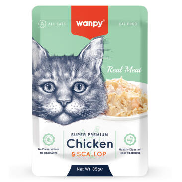 85гр Влажный корм WANPY для кошек Курица и Гребешок