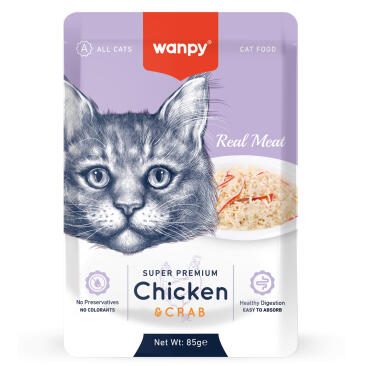 85гр Влажный корм WANPY для кошек Курица и Краб