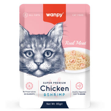 85гр Влажный корм WANPY для кошек Курица и Креветки