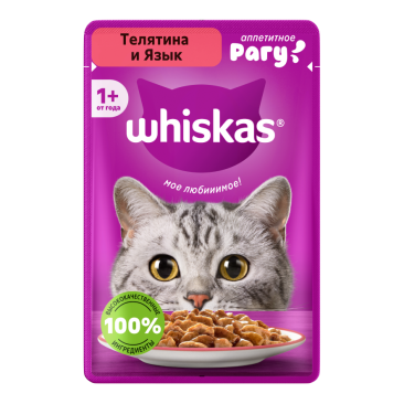 75гр Корм для кошек WHISKAS рагу с Телятиной и Языком