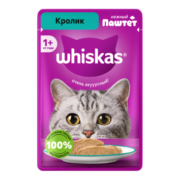 75гр Корм для кошек WHISKAS паштет Кролик