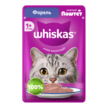 75гр Корм для кошек WHISKAS паштет Форель