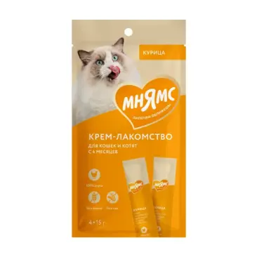 1+1=3 Крем-лакомство Мнямс для кошек и котят с Курицей