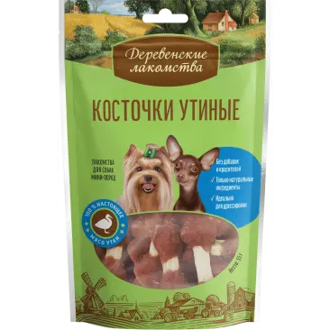 Лакомства Косточки Утиные для собак мини-пород "Деревенские лакомства", 55гр